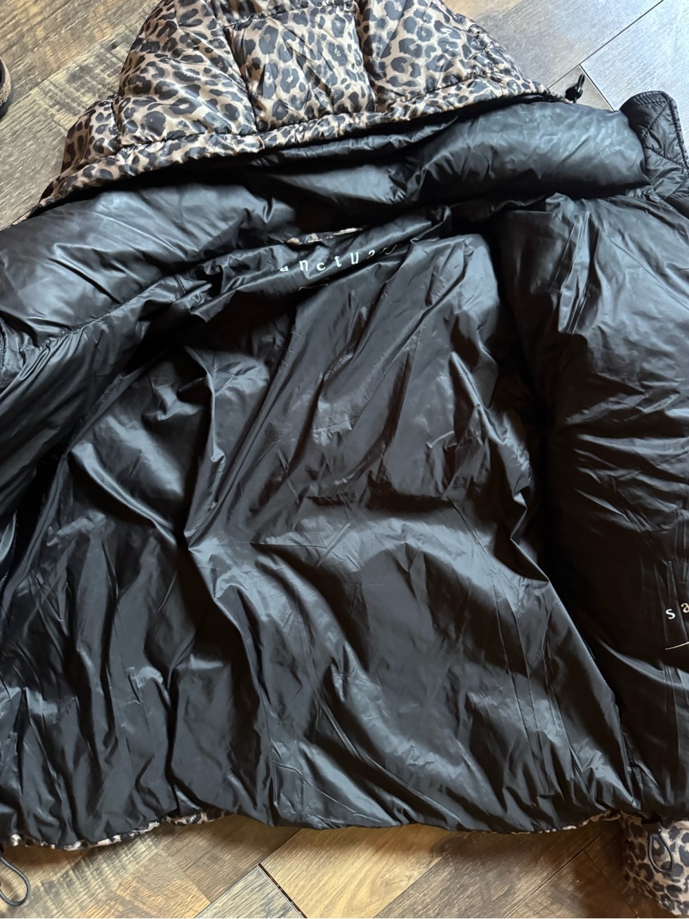 Sanctuary Leopard Print Puffer Jacket with Hood - Brown/Black - Picture 7 of 10